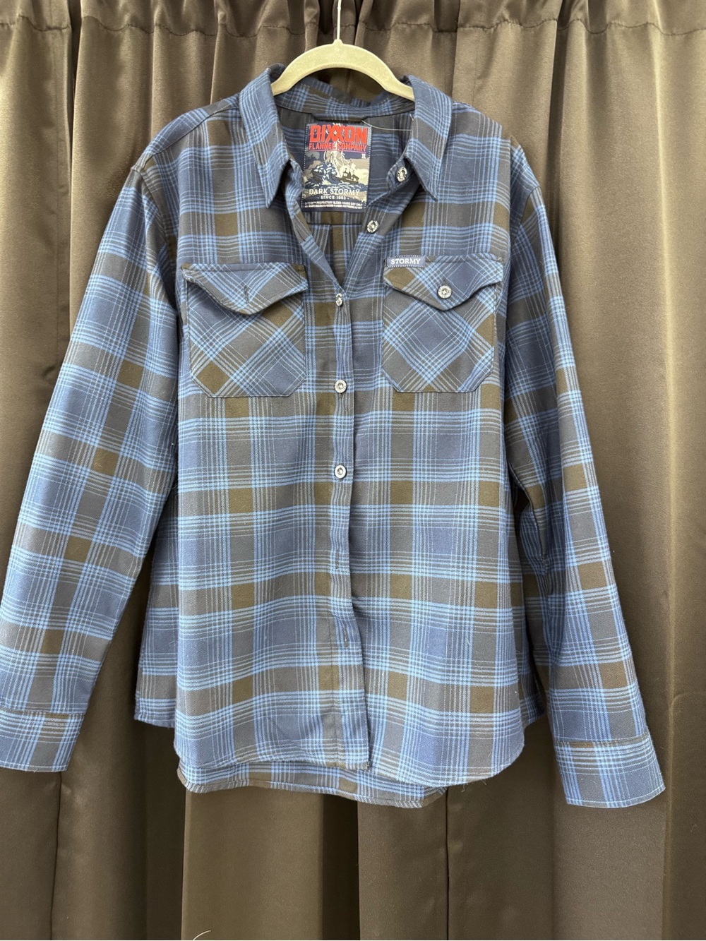 DIXXON dark stormy Blue and Brown Plaid Button-Down Shirt